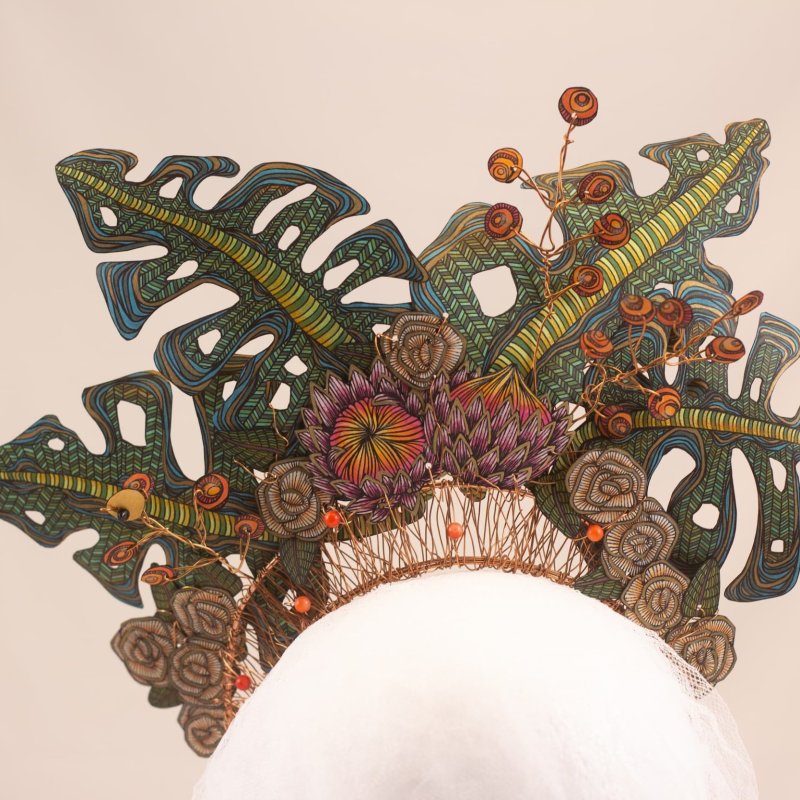 Category: Mixed Media; Project: Crowns; Tittle: Leafy Green
